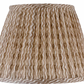 The John Rosselli Fermoie Popple Nut Brown Lampshade is a linen Empire gathered shade with a tapered shape and beige wavy stripes.