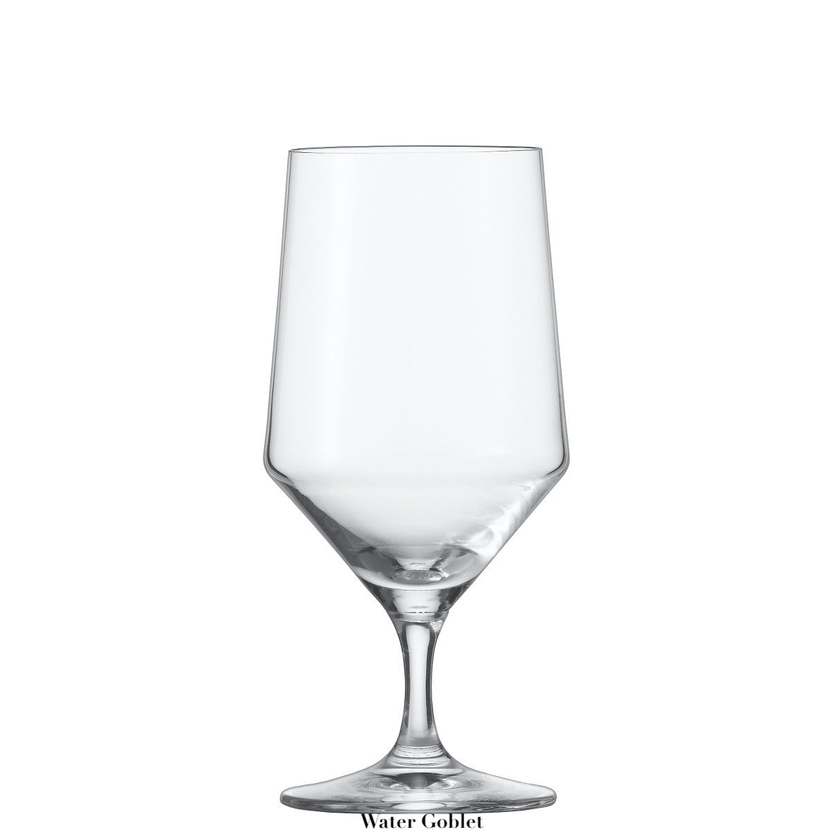 The Fortessa Pure Collection water goblet, made from Tritan Crystal with a stem and wide base, is displayed on a plain white background—ideal for fans of postmodern tabletop style.