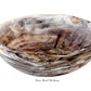 The Nashi Home Mocha Resin Serveware Collection features a medium "Wave Bowl" with a marbled brown and white design, ideal for home decor or serving. Food safe and stylish, photographed against a white background.