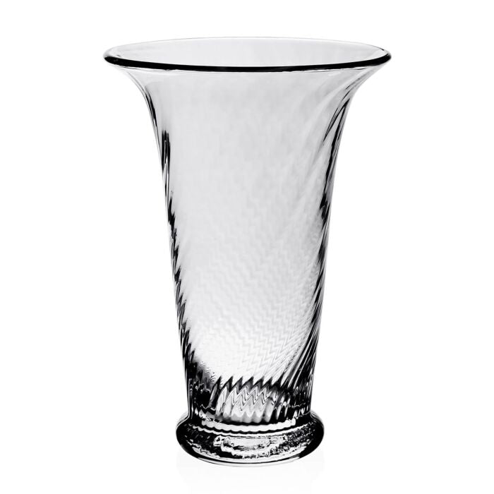 The Waves Floral Vase Collection by William Yeoward Crystal features a flared rim and textured surface, standing upright to enhance any floral arrangement on a white background.