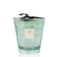 Empty Baobab Waves Nazare Candle glass with a light green hue and a black ribbon, isolated on a white background, previously infused with peppermint.