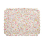 The Meri Meri Wharfedale Tray features a scalloped edge and pastel floral pattern in pink, yellow, and green on white—an ideal accent for your table setting.
