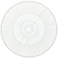 The Kim Seybert Spoke Placemat is a white bamboo placemat with radiating slats and a central hole, arranged in a modern geometric pattern for an organic look.