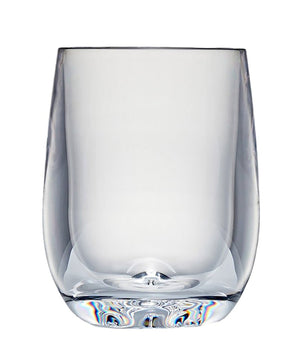 The Bold Oasis Acrylic Drinkware Collection features a clear, empty tumbler with a thick base, displayed against a white background.