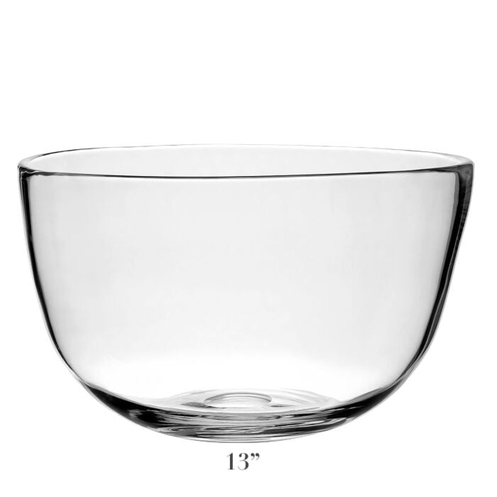 The Whitney Deep Bowl Collection by William Yeoward Crystal features a clear glass serving bowl with smooth, rounded edges and a 13-inch diameter—ideal as a centerpiece for elegant presentations.