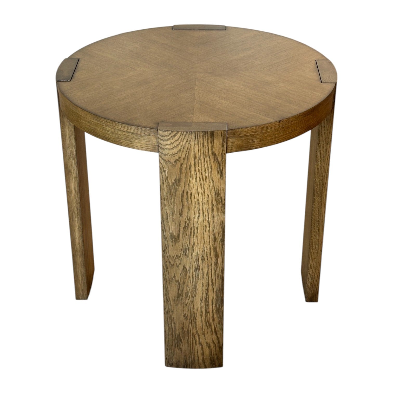 The Century Furniture Large Chairside Table in Wheat features three wide, straight legs and a light brown finish—perfect for adding style to your home decor.