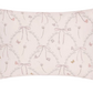 Introducing the Bows & Butterfly Kisses Bedding Collection by Gooselings—a rectangular pillow with a pale pink background adorned with a charming, repeating pattern of bows, butterflies, flowers, and leaves in soft pastel hues. Expertly crafted from pure materials and OEKO-TEX certified for safety, this breathable baby bedding ensures comfort and peace of mind for your little one.