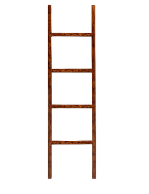 The Winthrop Collection wooden ladder by Pigeon & Poodle, featuring four rungs and designed as a stylish towel rack, stands upright against a plain white background.