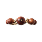 The Bois Napkin Ring in Brown/Gold by Kim Seybert features five polished wooden spheres arranged on a sleek gold base.