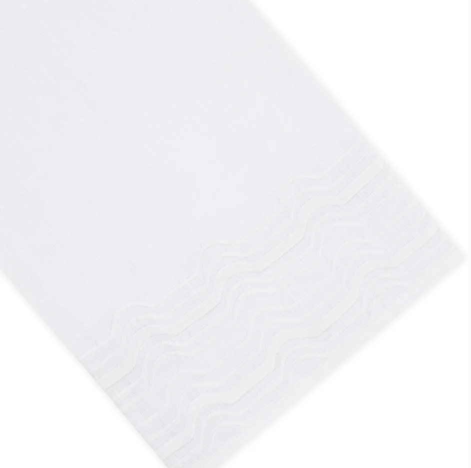 Mod Bath Collection premium Italian linen towel with a wavy stitched border detail.
