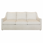 A beige Jules Configurable Sofa by Hickory Chair, featuring three cushions, slightly curved arms, and a minimalist design, is displayed against a plain white background.