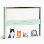 E. Frances Paper Notecard Set of eight watercolor notecards and envelopes featuring an illustration of four cats.