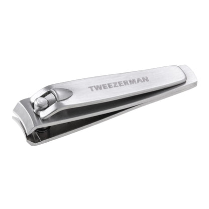 The Tweezerman Stainless Steel Fingernail Clippers, ideal for manicure maintenance, are shown on a white background with the brand name engraved on the handle.