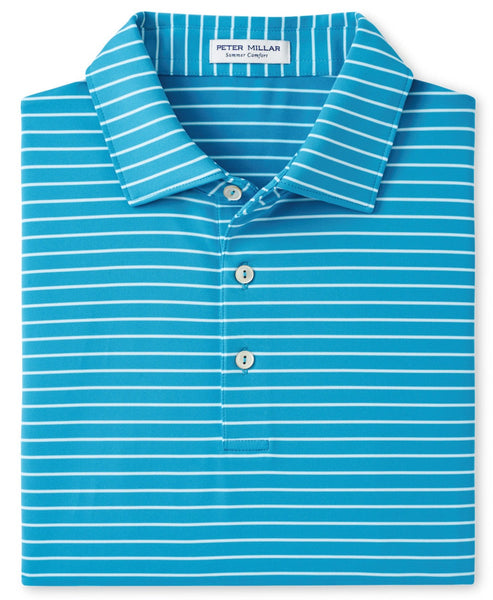 Peter Millar Drum Performance Jersey Polo shirt with UPF 50+ sun protection on display.