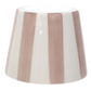 The Poldina Lido Shade Collection by Zafferano America features handmade ceramic shades with a flared shape and vertical beige and white stripes, designed to complement your Poldina Pro lamp.