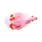 The Kim Seybert Aruba Napkin Ring in Blush features pink feathers with red accents and beady eyes, resembling a flamingo—perfect for retro dining decor. Shown from above on a white background.