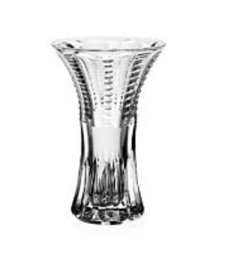 The Julia Posy Vase by William Yeoward Crystal features clear glass with a flared rim and vertical textures—an ideal mini vase or unique hostess gift that adds charm to any room.
