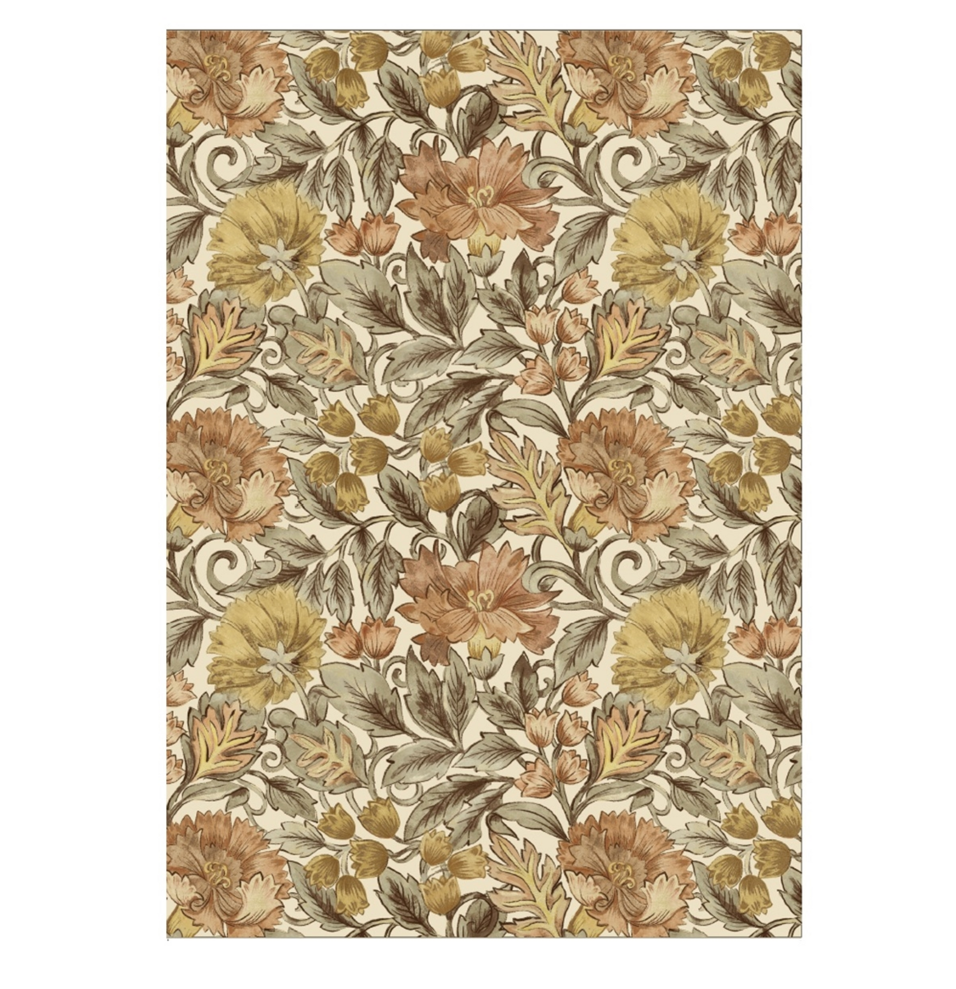 Introducing the Willa Amber Paper Journal by Juliska, featuring a romantic floral pattern with detailed leaves in muted orange, yellow, and brown hues on a soft beige background—perfect for capturing your thoughts or giving as a thoughtful gift.