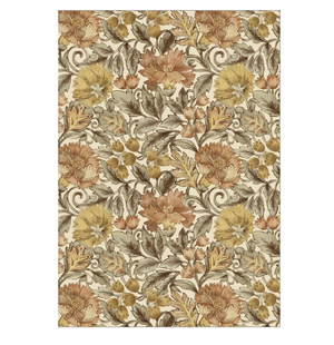 Introducing the Willa Amber Paper Journal by Juliska, featuring a romantic floral pattern with detailed leaves in muted orange, yellow, and brown hues on a soft beige background—perfect for capturing your thoughts or giving as a thoughtful gift.