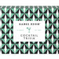 A box adorned with a geometric green and black pattern titled "Cocktail Trivia" from Chronicle Books, showcasing a small martini glass illustration. Perfect for cocktail enthusiasts, it offers entertaining boozy trivia on each card.