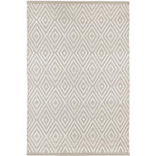 A Diamond Indoor/Outdoor Rug, Platinum/White, 2 X 3 with a diamond pattern.