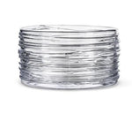 The Echo Lake Bowl by Simon Pearce is a handmade glass bowl with a cylindrical shape and horizontal ridged texture, shown on a white background.