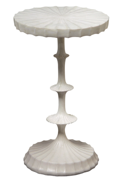 Priscilla side table in white cast resin