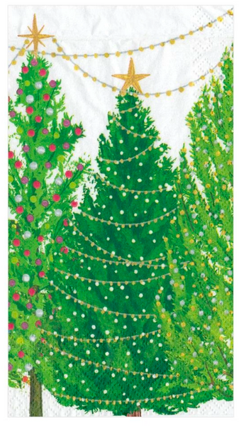 Caspari Christmas Trees with Lights, Guest Towels