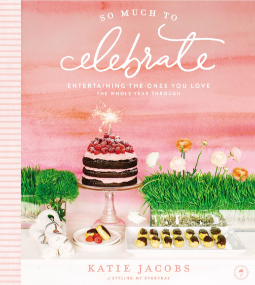 Cover of Thomas Nelson's book, featuring a decorative text 'So Much to Celebrate: Entertaining Guide' and a table with a layered cake, eclairs, and flowers.