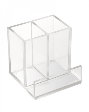 The Russell & Hazel Acrylic Pencil Block features three compartments and a small front section, perfect for storing essential writing tools. This stylish organizer is an ideal addition to your office desk and seamlessly complements any acrylic block collection.