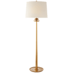 beaumont floor lamp in gild with linen shade