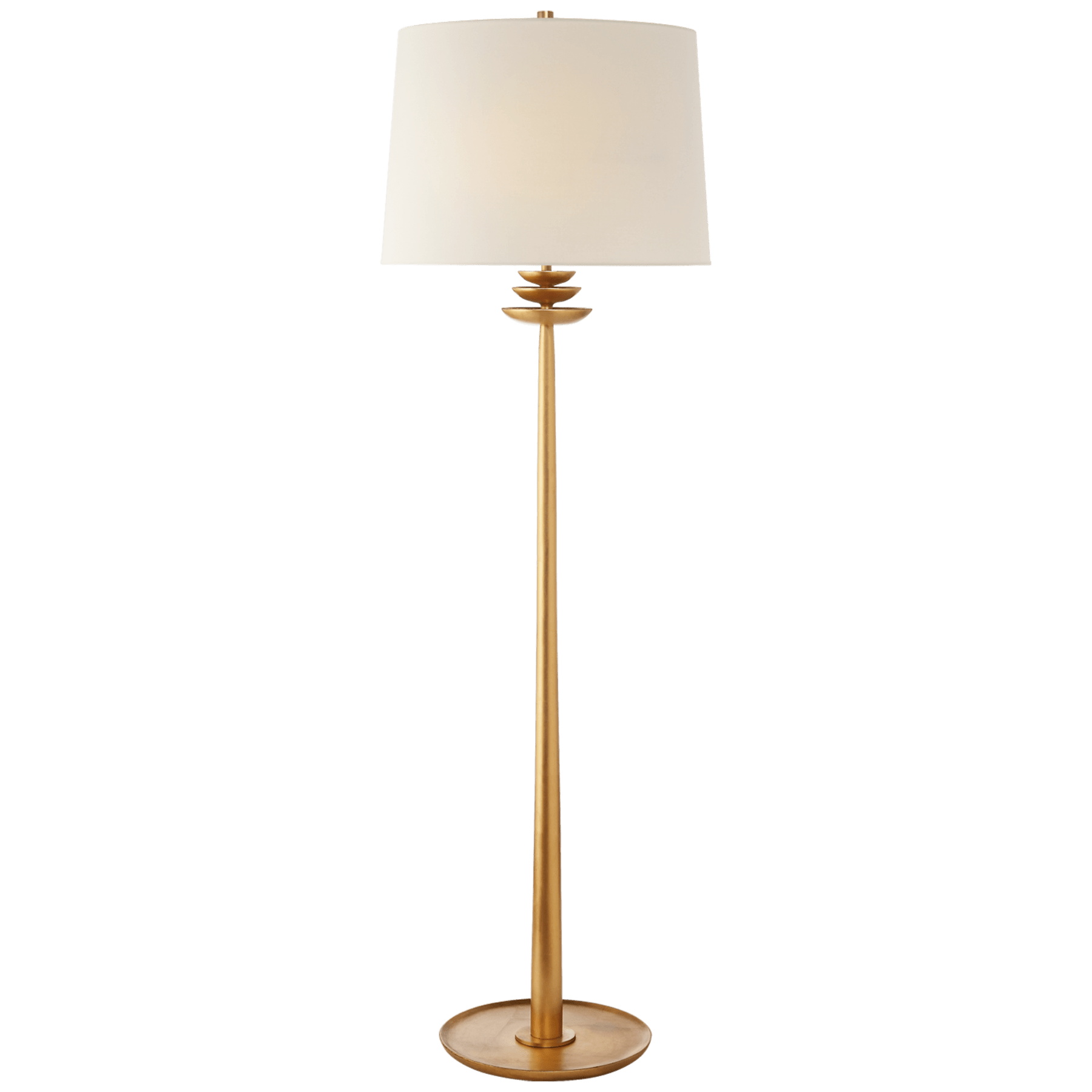 beaumont floor lamp in gild with linen shade