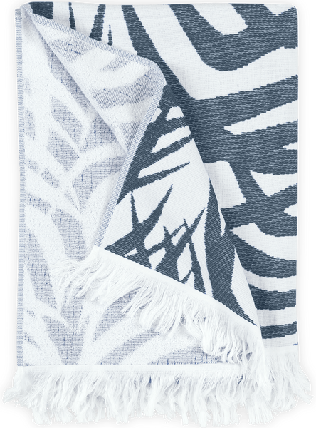 Matouk Zebra Palm Beach Towel, Navy