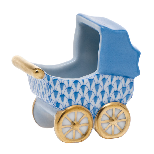 Herend Baby Carriage, Blue