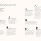 A two-page spread from "A Bartender's Guide to the World" featuring a list titled "my top 12 specialty ingredients for an international cocktail adventure" with numbered entries and descriptions of each ingredient, curated by Lauren Mote, published by Common Ground.