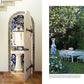 A magazine page featuring Island Hopping, a blue and white bathroom inspired by island living, created by Common Ground.
