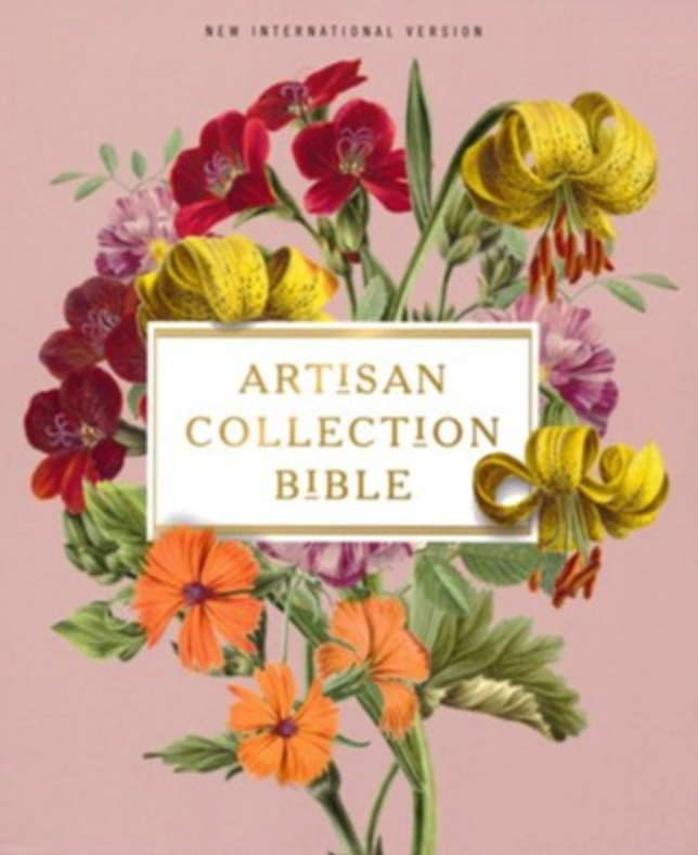 This is the NIV Artisan Collection Bible Leathersoft, Pink Floral by Thomas Nelson with a beautiful floral cover design.
