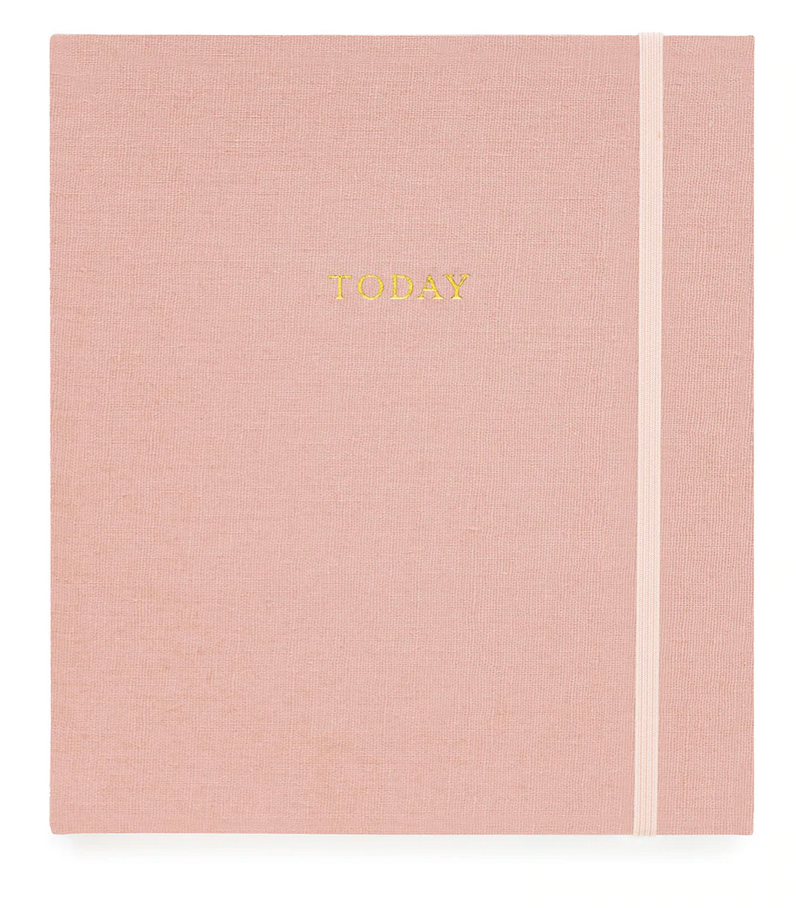 The Mindful Journal by Sugar Paper features a pink cover with "TODAY" in gold and an elastic band—ideal for daily reflection and staying productive.