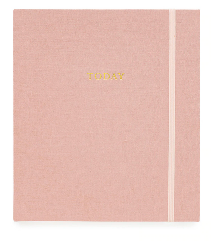 The Mindful Journal by Sugar Paper features a pink cover with "TODAY" in gold and an elastic band—ideal for daily reflection and staying productive.
