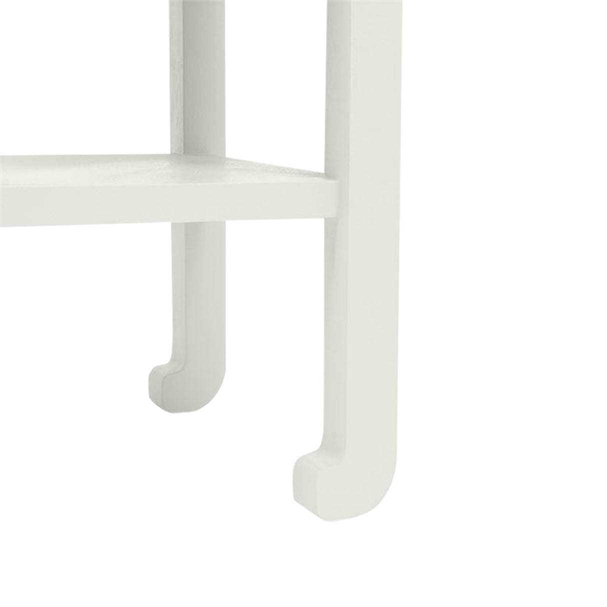 A Made Goods Askel Side Table, Pristine Faux Raffia, with a shelf on it.