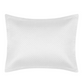 The Matouk Alba Bedding Collection pillow in white features a subtle textured pattern and is crafted from Egyptian cotton sateen, shown against a plain white background.