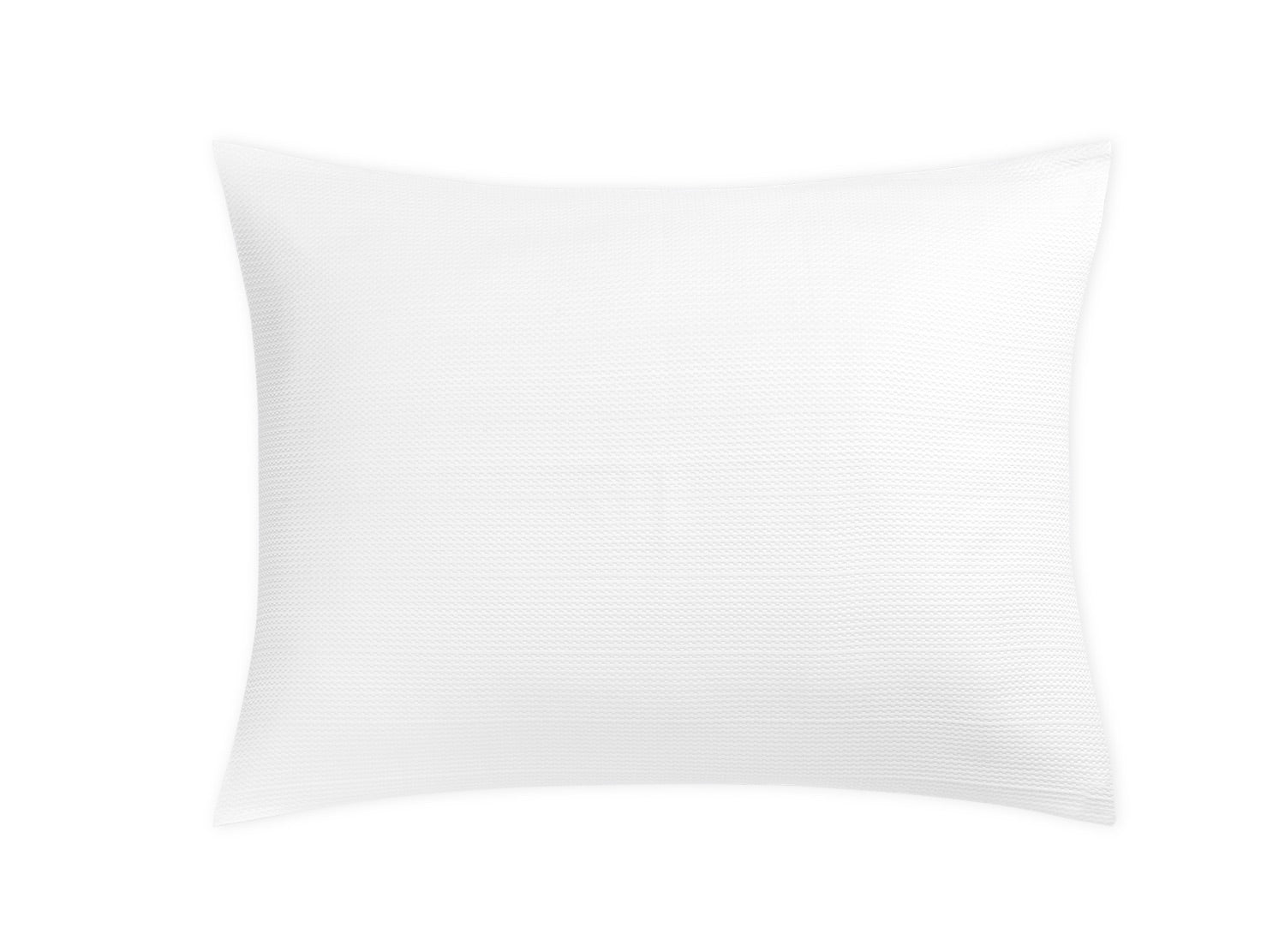 Matouk Augusta Bedding Collection, White rectangular matelassé woven pillow on a white background.