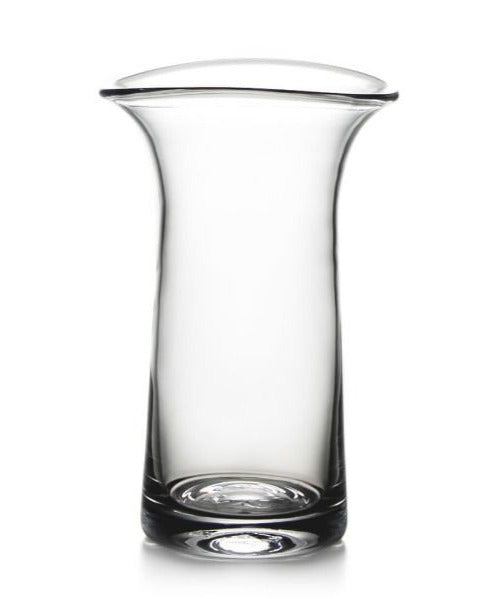 The Barre Large Vase by Simon Pearce is a clear, handmade glassware piece featuring a wide, flared rim and cylindrical body, displayed against a plain white background.