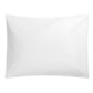 Square white pillow from the Matouk Basketweave Bedding Collection, White by Matouk, with a subtle textured pattern on the surface, reminiscent of a basketweave quilt, against a pristine white background.
