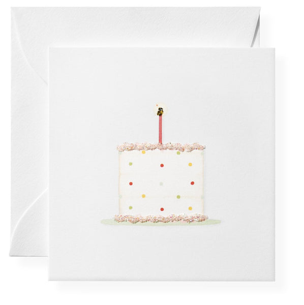 A Karen Adams - Gift Enclosures, Birthday Cake with a cake on it, perfect for sending birthday wishes.