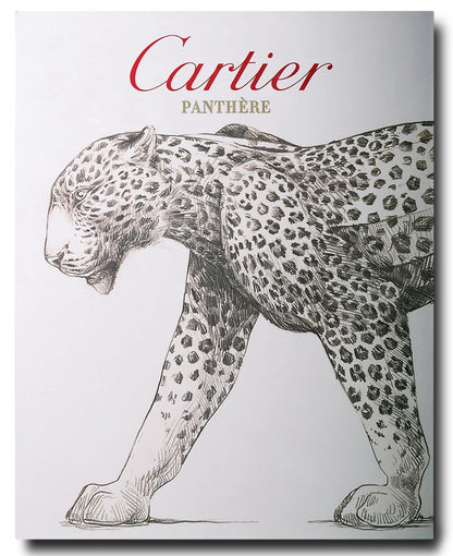 An illustration of a Cartier panther features the text "Cartier Panthere" above it, representing modern femininity and elegance akin to fine jewelry, as presented by Assouline.