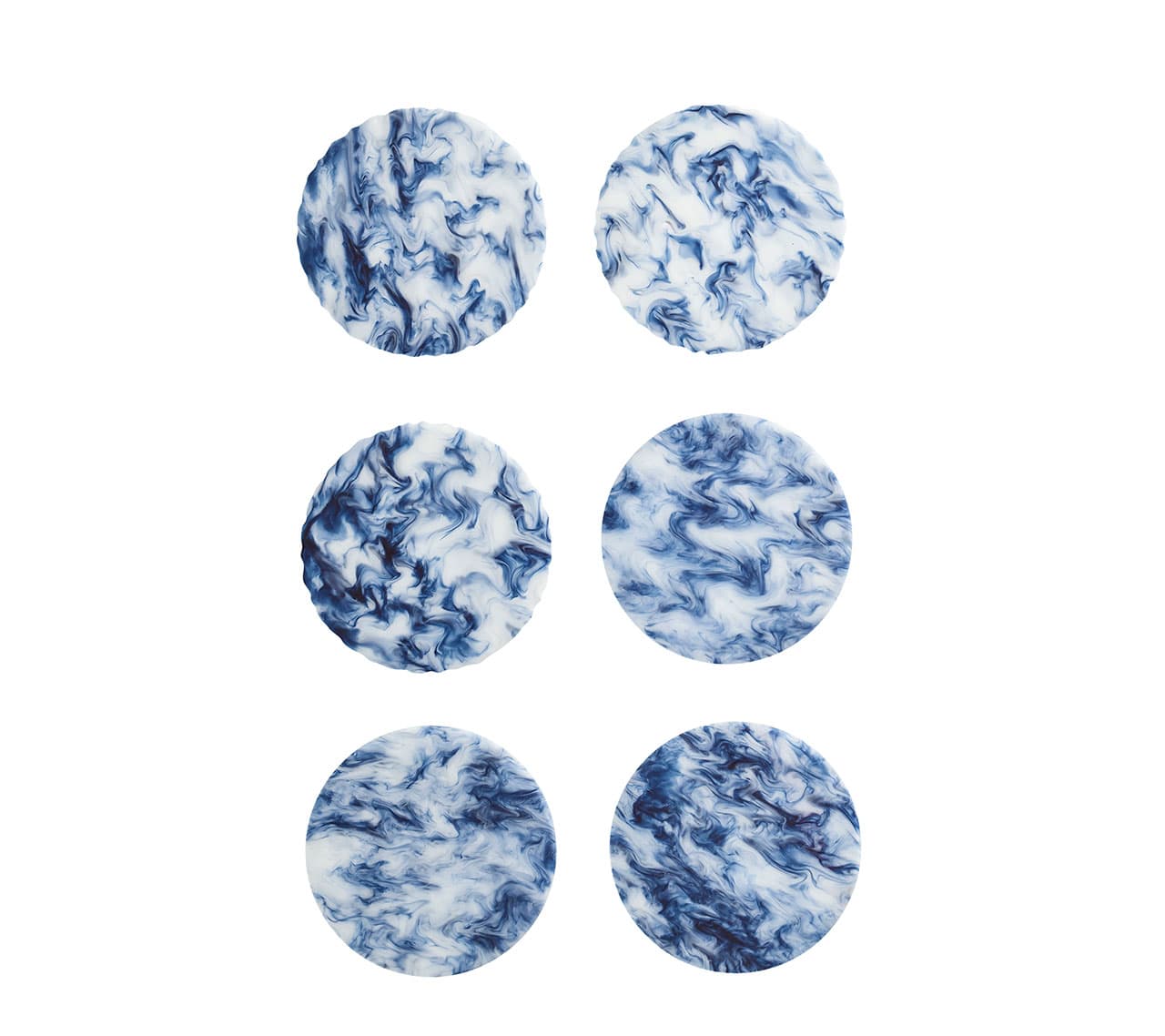 Waves White/Navy Drink Coaster with Caddy Set of 6 - Thumbnail 2