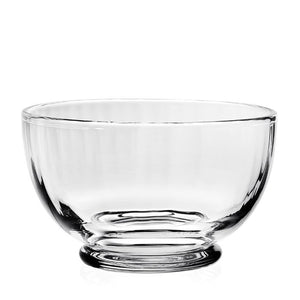 The Corinne Fruit & Nut Bowl by William Yeoward Crystal is a clear glass bowl with a round base and elegant pattern, shown against a white background.