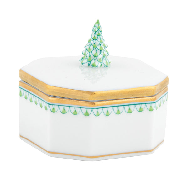 Herend Christmas Tree Box, Green Multicolor