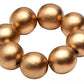 The Cocoa Wood Bracelet Napkin Ring Set by Deborah Rhodes features eight round, metallic gold beads in a circular arrangement, adding elegant style to your table décor.